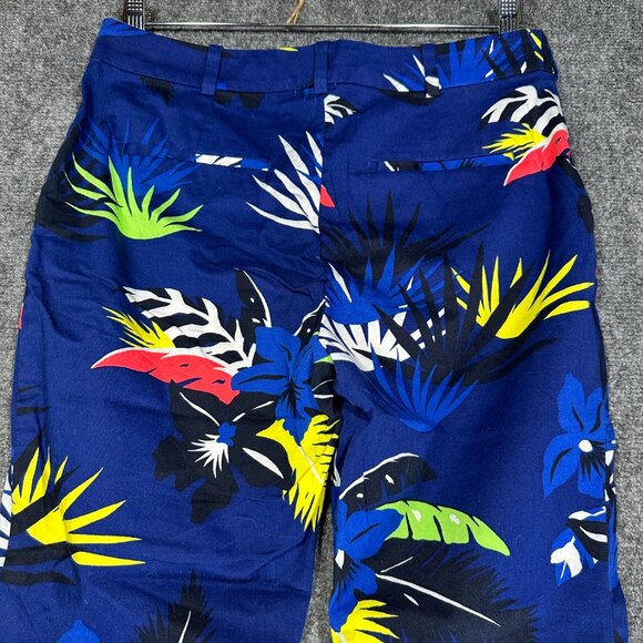 Polo Golf Ralph Lauren Pants Womens 2 Blue Cotton Stretch Crop Tropical Print - Picture 9 of 10
